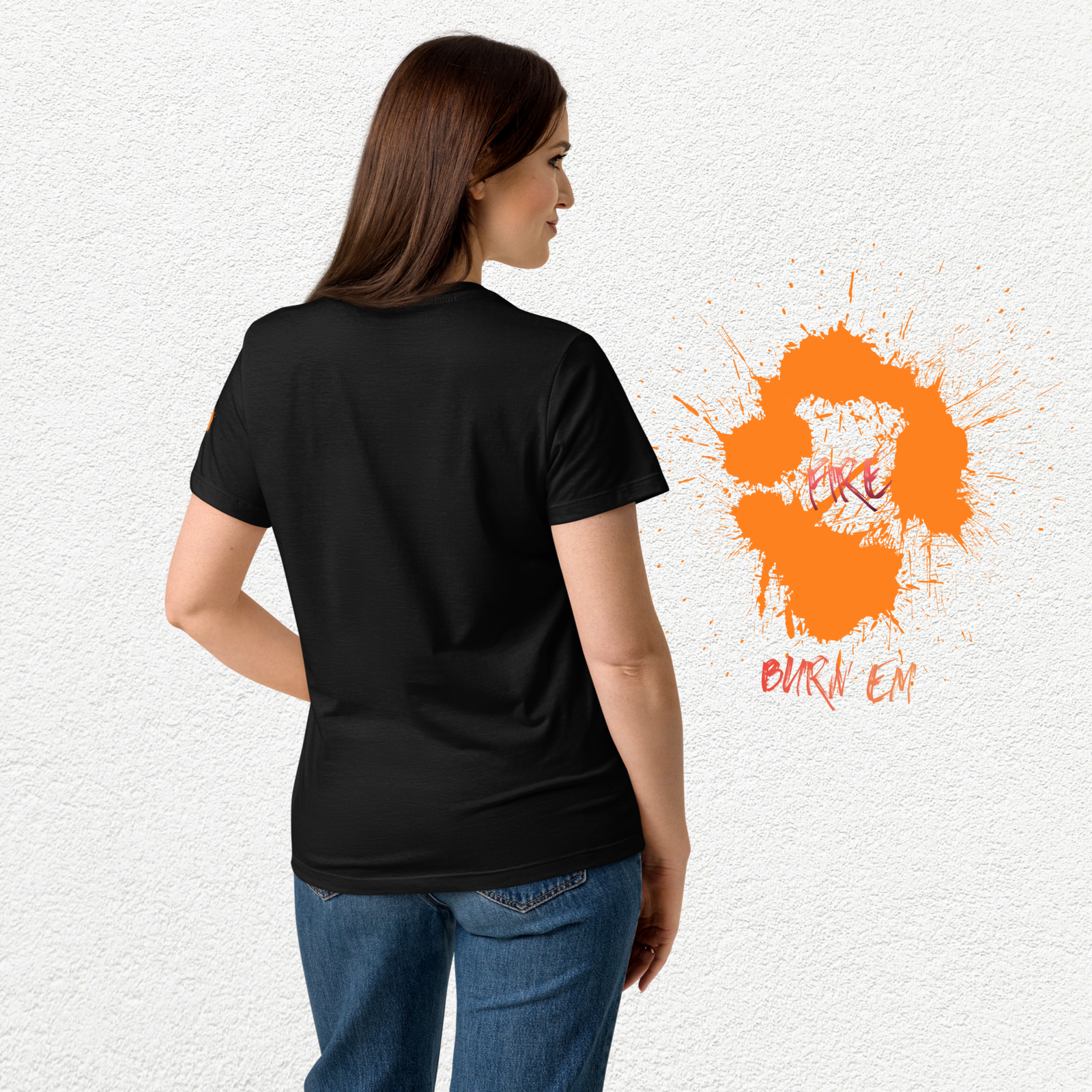 Fire 'em Short Left Printed Badge Sleeve Basic Tee Shirt.