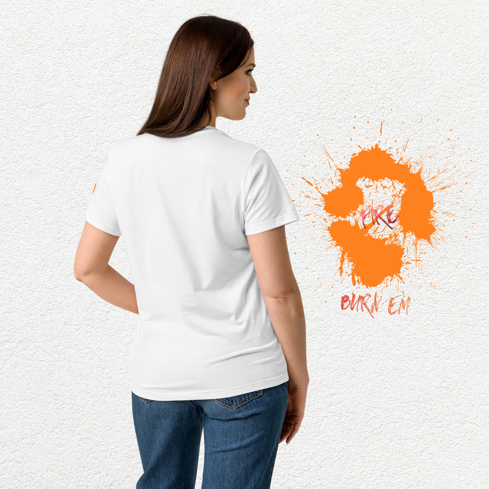 Fire 'em Short Left Printed Badge Sleeve Basic Tee Shirt. - Image 13